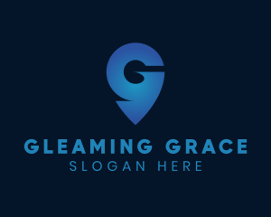 Blue Location Letter G logo design