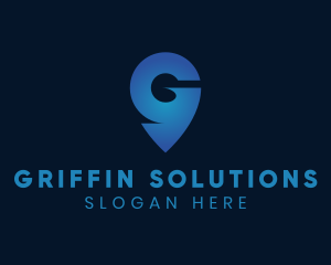 Blue Location Letter G logo design