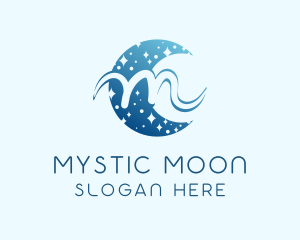 Moon Star Letter M logo design