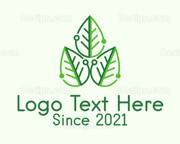 Green Circuit Leaf Logo