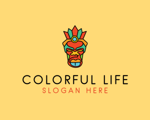 Multicolor Tribal Mask logo design