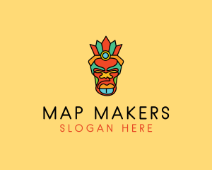 Multicolor Tribal Mask logo design