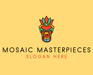 Multicolor Tribal Mask logo design