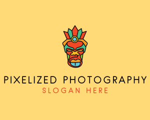 Multicolor Tribal Mask logo design