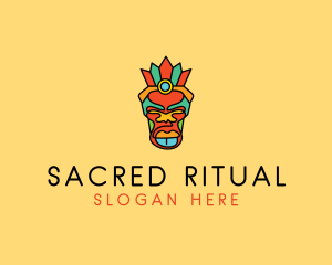 Multicolor Tribal Mask logo design