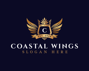 Crown Crest Wings logo design