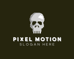 Pixelated Arcade Skull logo design