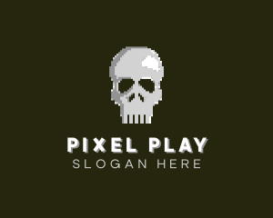 Pixelated Arcade Skull logo