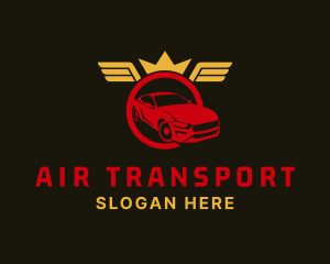 Gold Crown Wings Car logo design