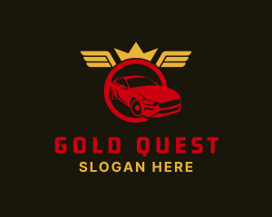 Gold Crown Wings Car logo design