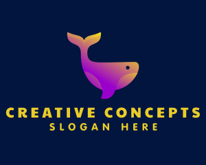 Creative Gradient Whale logo design