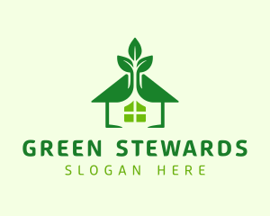 Green Natural House logo design