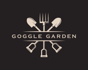 Gardening Shovel Rake logo design