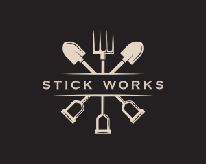 Gardening Shovel Rake logo design