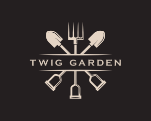 Gardening Shovel Rake logo design