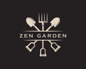 Gardening Shovel Rake logo design