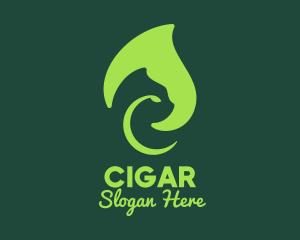 Green Leafy Cat logo design