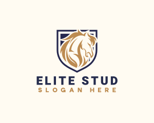 Stallion Shield Horse logo design