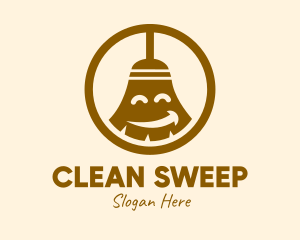 Happy Cleaning Broom  logo design