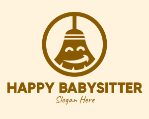 Happy Cleaning Broom  logo design