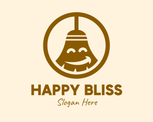 Happy Cleaning Broom  logo design