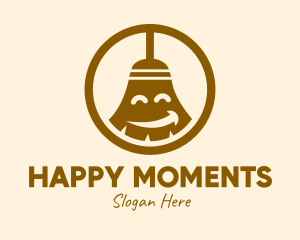 Happy Cleaning Broom  logo design