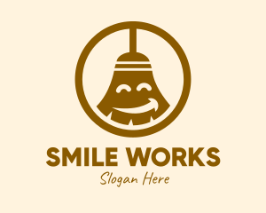 Happy Cleaning Broom  logo design