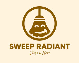 Happy Cleaning Broom  logo design