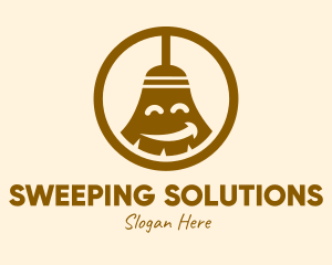 Happy Cleaning Broom  logo design