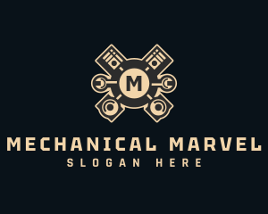 Mechanic Wrench Piston logo design