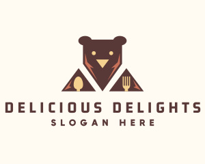 Bear Food Utensils logo design