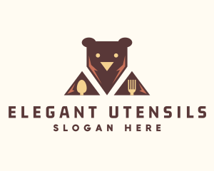 Bear Food Utensils logo design