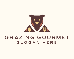 Bear Restaurant Utensils logo design