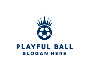 Soccer Ball King Crown  logo design