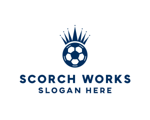 Soccer Ball King Crown  logo design