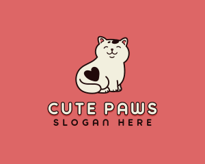 Cute Heart Cat logo design