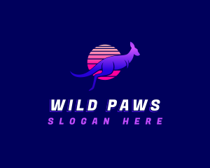 Sun Kangaroo Animal logo design