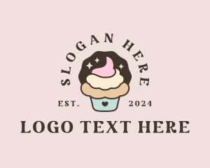 Icing Cupcake Dessert Logo