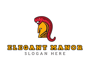 Spartan Helmet Snake logo design