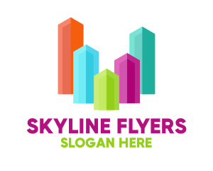 Colorful Glass Buildings Skyline logo design