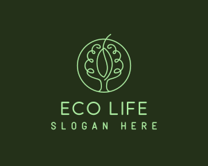 Green Minimalist Tree  logo design