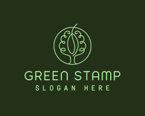 Green Minimalist Tree  logo design