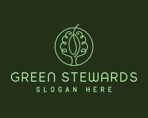 Green Minimalist Tree  logo design