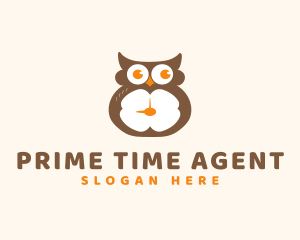 Bird Owl Clock logo design