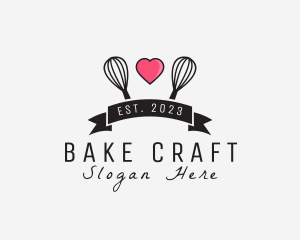 Heart Bakery Whisk  logo design