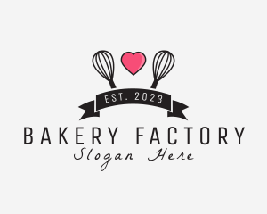 Heart Bakery Whisk  logo design