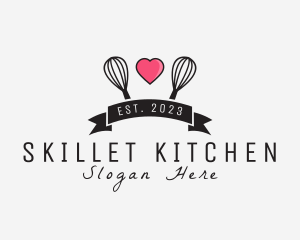 Heart Bakery Whisk  logo design