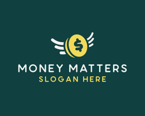  Money Dollar Coin Wings logo design