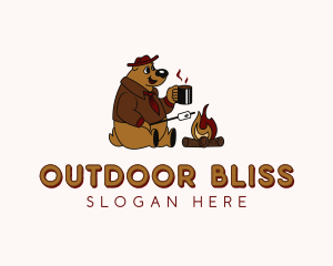 Bear Campfire Camping logo design