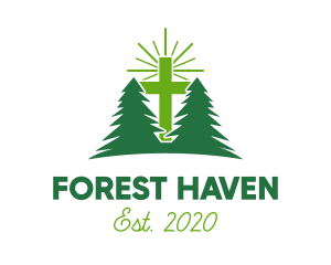 Forest Retreat Cross logo design